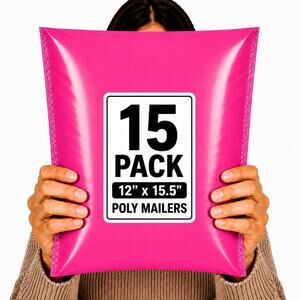 POLY MAILERS PINK (15 PACK) 12x15.5 SELF SEAL SHIPPING BAGS MAILING BAGS NEW
